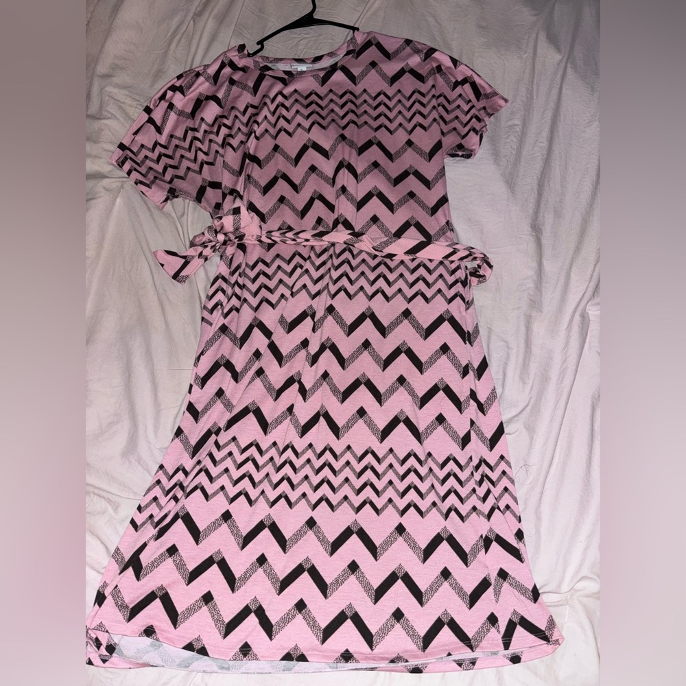 LuLaRoe Pink and Black Chevron Dress